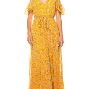 Maison Tara Floral Yellow Maxi Dress